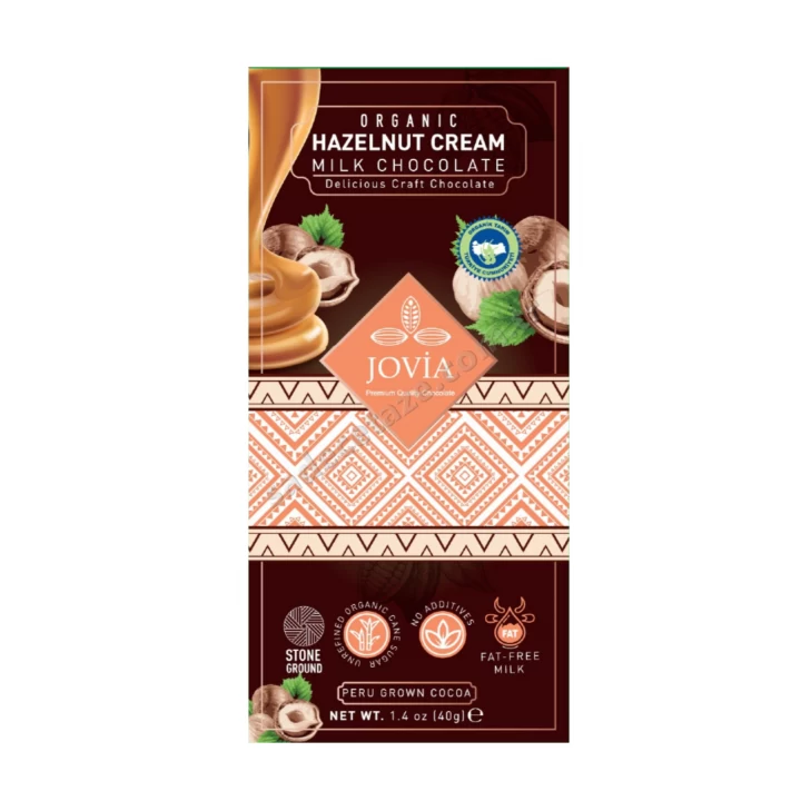 Jovia Organik Sütlü Çikolata-Fındıklı Kremalı