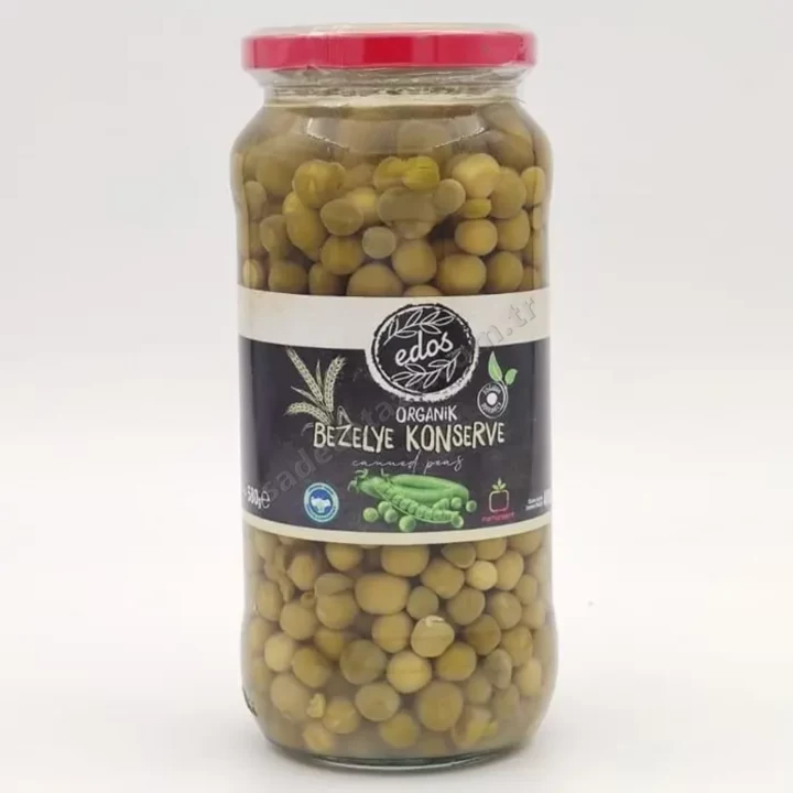 Edos Organik Haşlanmış Bezelye Konserve 580 Cc