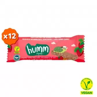 humm Organik Vegan Çilekli Fındıklı Yulaf Bar 12Li resim 1