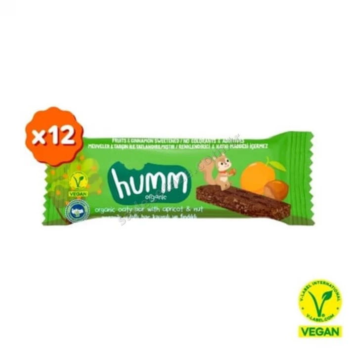 humm Organik Vegan Kayısı-Fındık Yulaf Bar 12 Li
