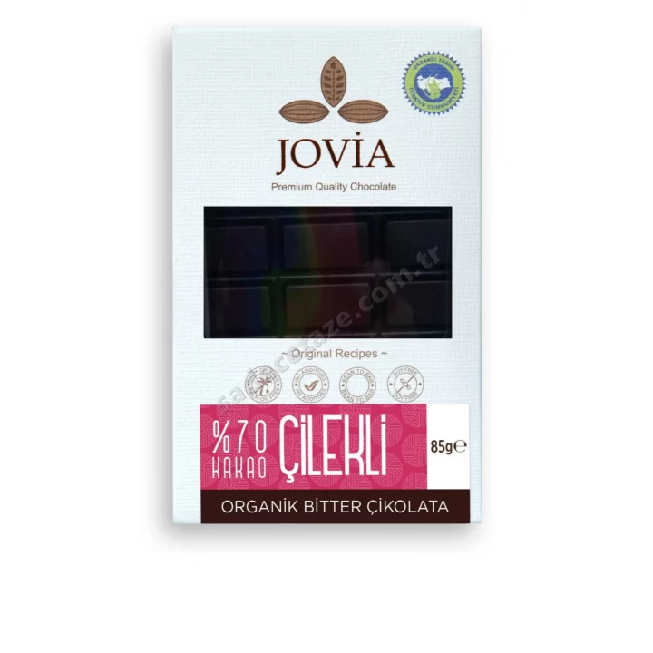 Jovia Organik Bitter Çikolata - Çilekli