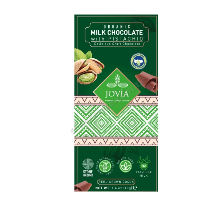 Jovia Organik Sütlü Çikolata-Antep Fıstıklı